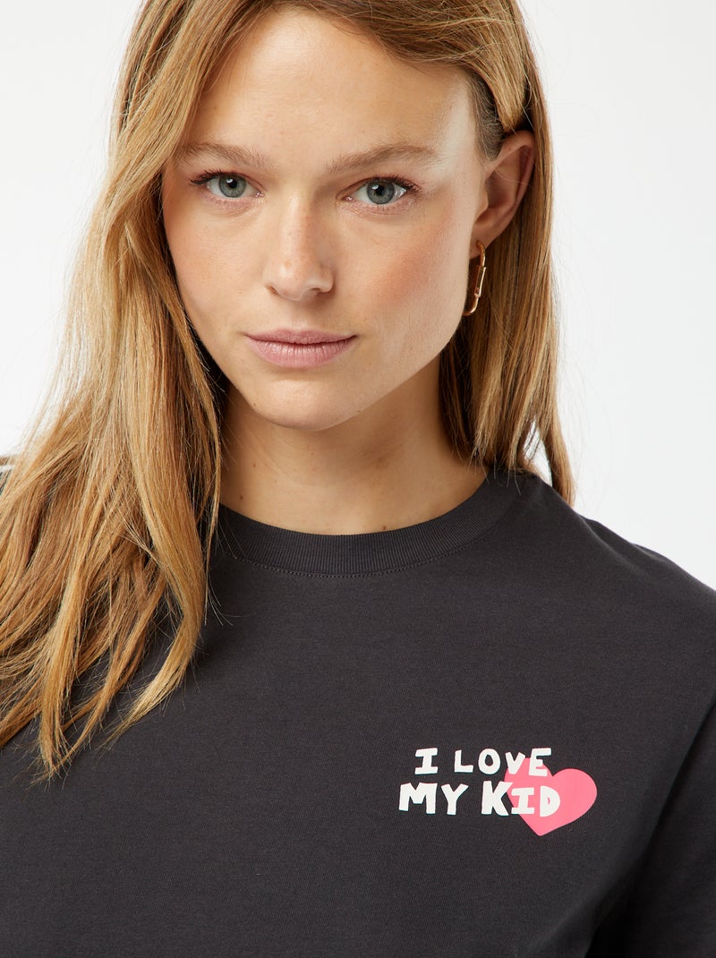 T-shirt imprimé manches courtes 'fête des mères' GRIS - Kiabi