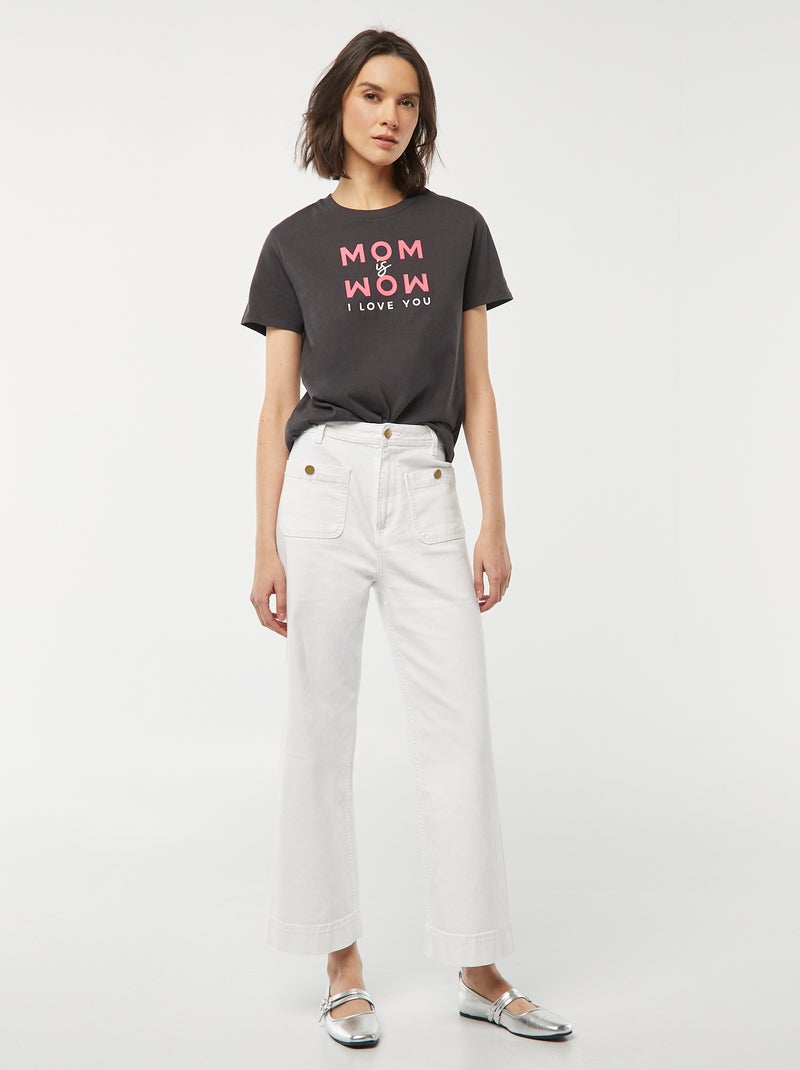 T-shirt imprimé manches courtes 'fête des mères' GRIS - Kiabi