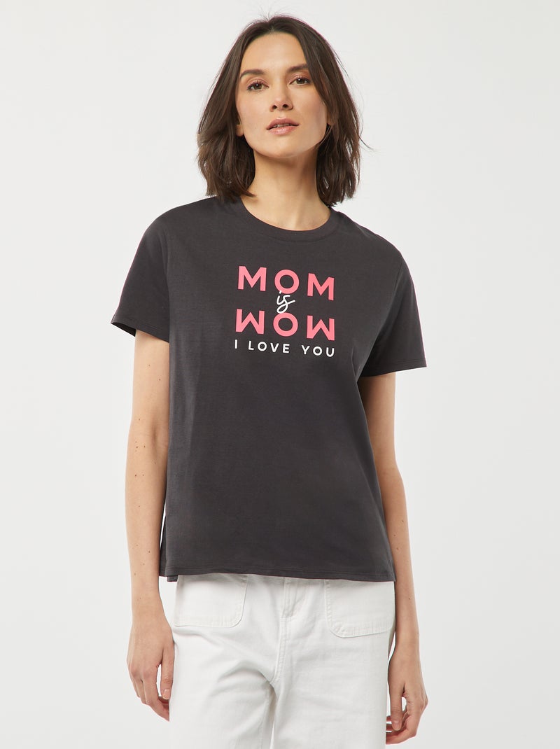 T-shirt imprimé manches courtes 'fête des mères' GRIS - Kiabi