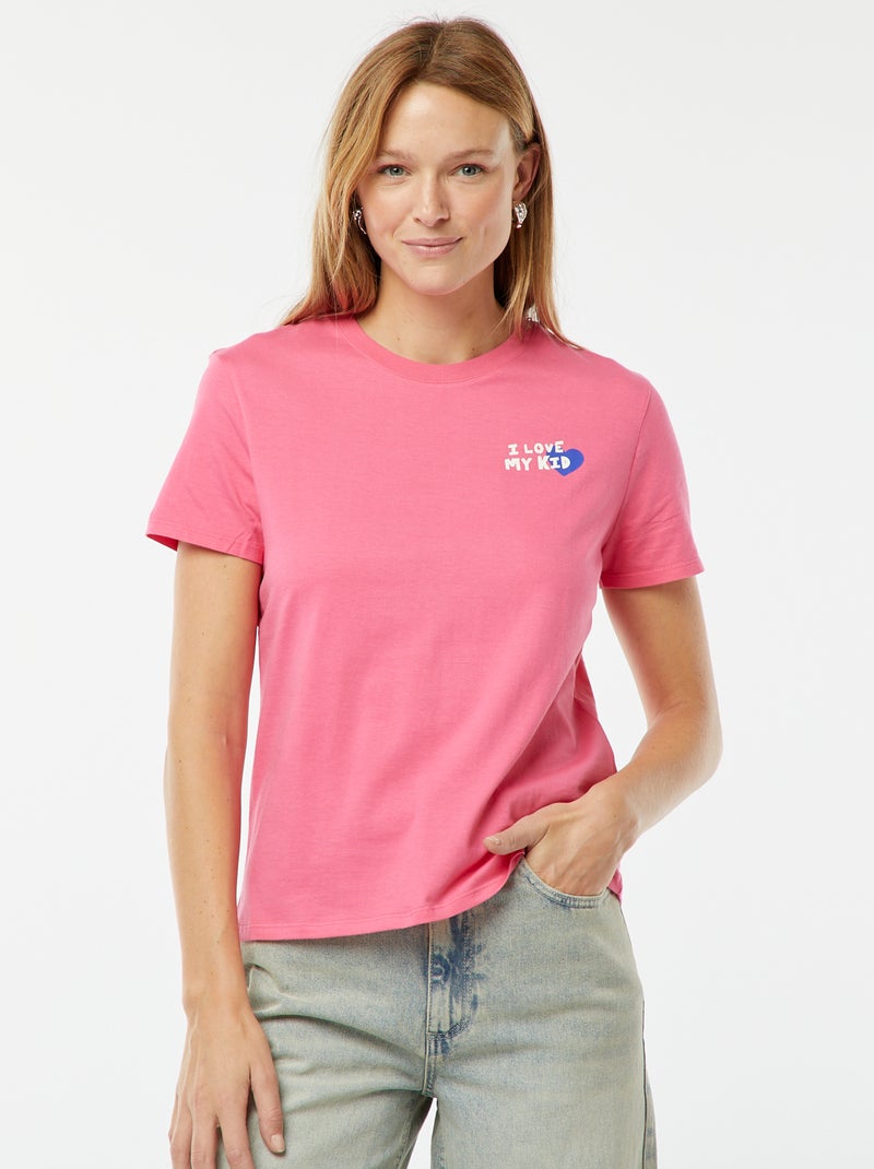 T-shirt imprimé manches courtes 'fête des mères' ROSE - Kiabi