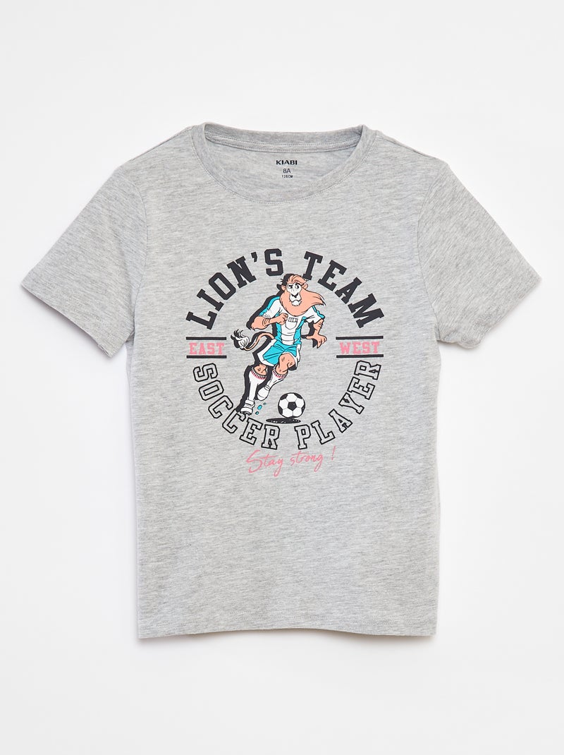 T-shirt imprimé manches courtes Gris - Kiabi