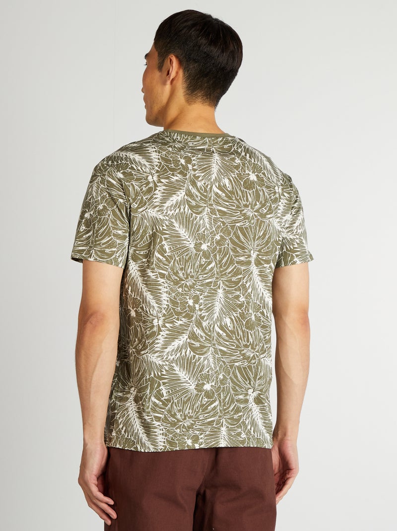 T-shirt imprimé manches courtes Kaki - Kiabi
