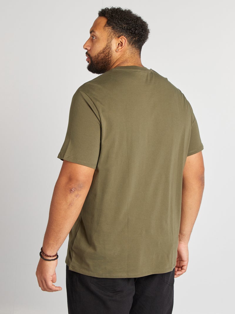 T-shirt imprimé manches courtes Kaki - Kiabi