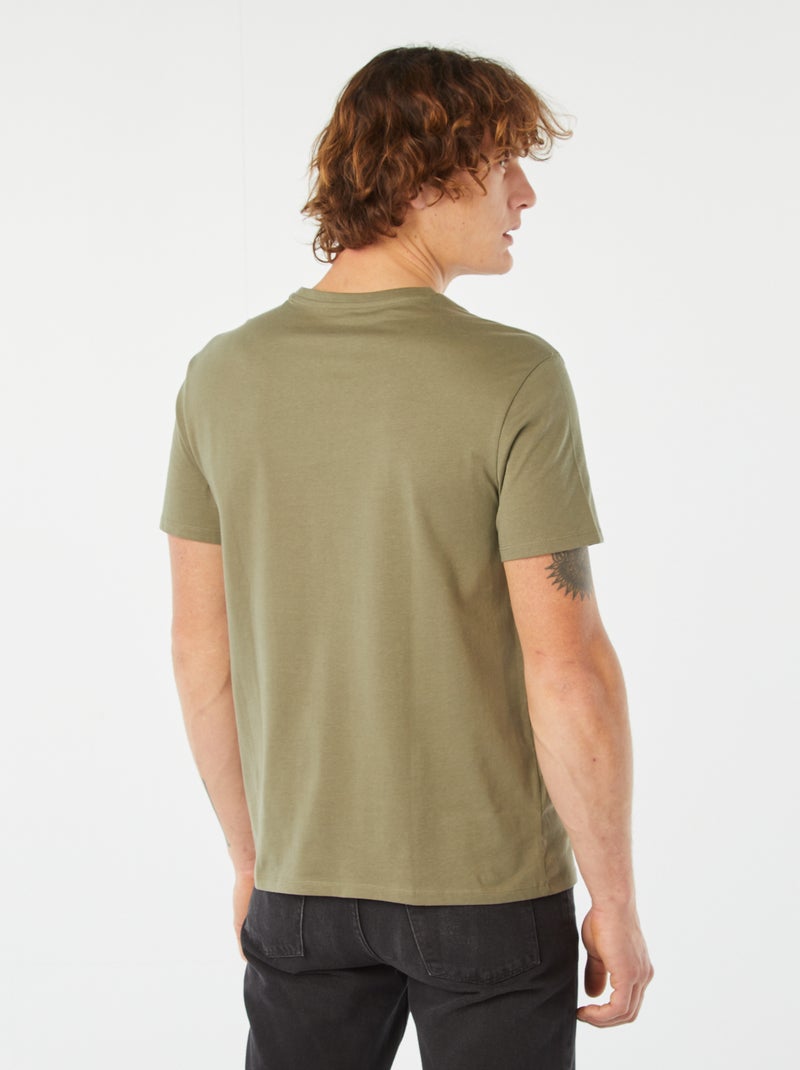 T-shirt imprimé manches courtes Kaki - Kiabi