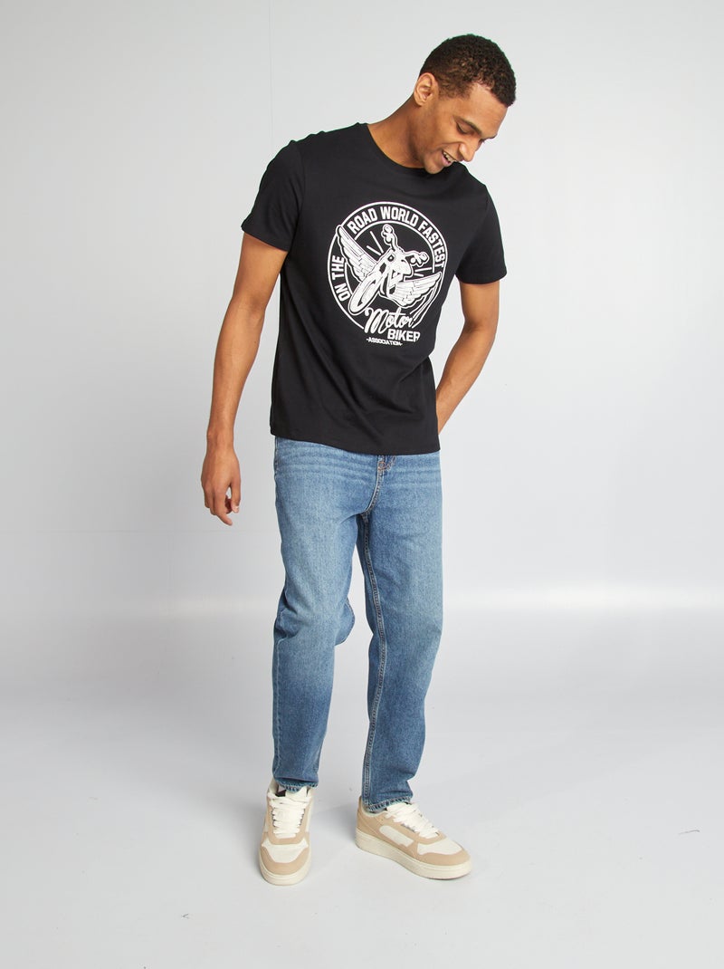 T-shirt imprimé manches courtes Noir - Kiabi