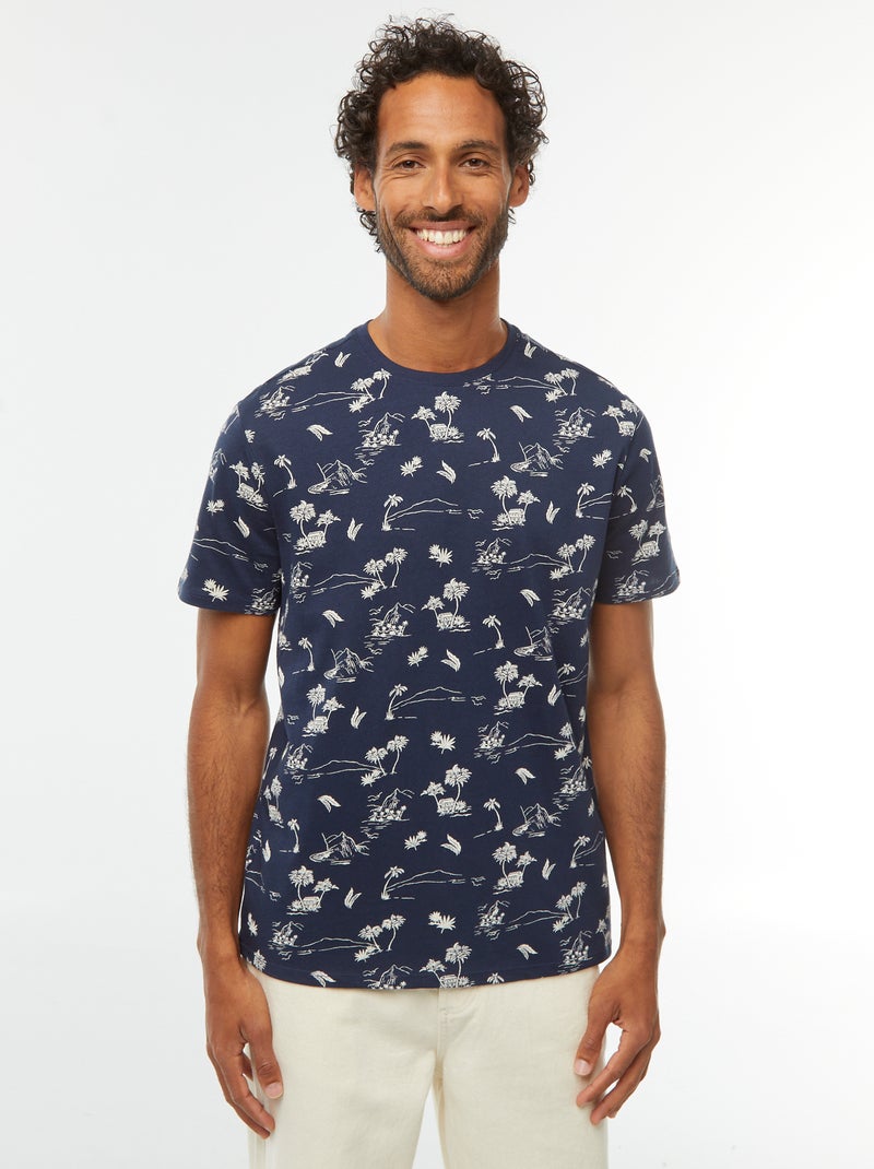 T-shirt imprimé manches courtes Noir - Kiabi