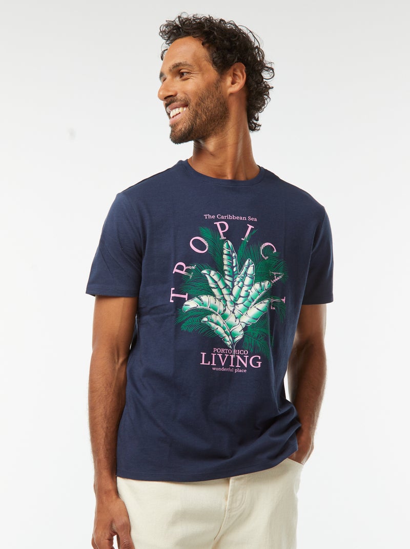 T-shirt imprimé manches courtes Noir - Kiabi