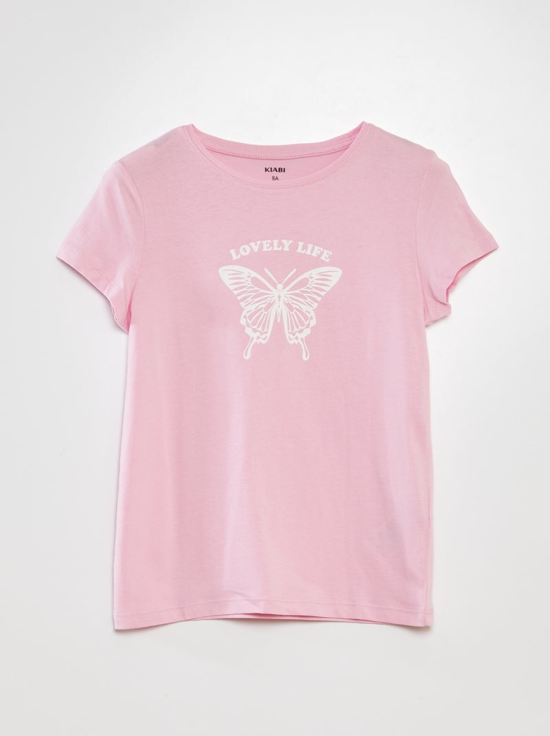 T-shirt imprimé manches courtes Rose clair - Kiabi