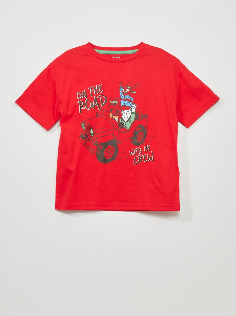 T-shirt imprimé manches courtes Rouge - Kiabi