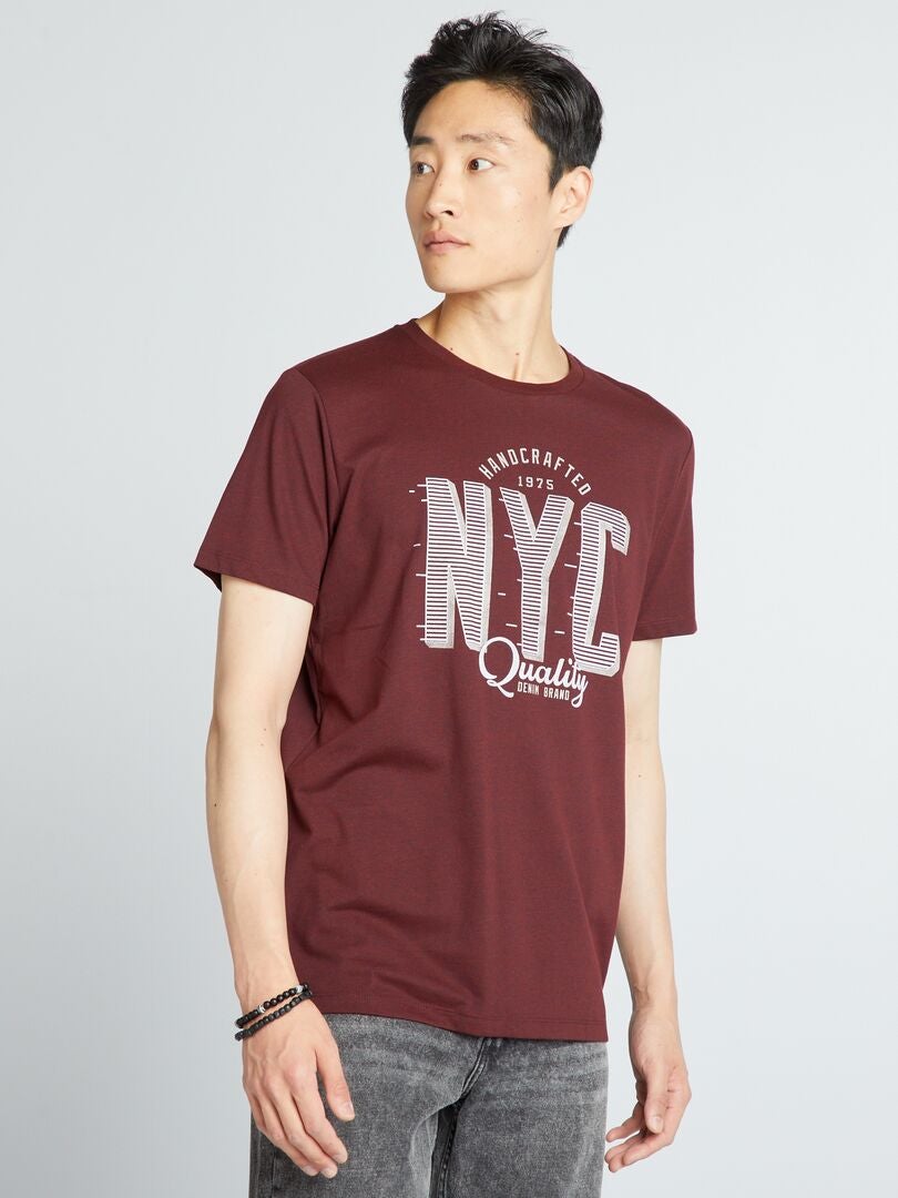 T-shirt imprimé manches courtes Rouge - Kiabi