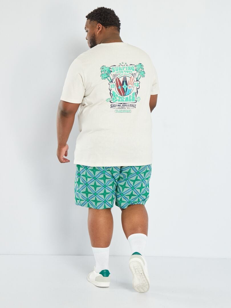 T-shirt imprimé manches courtes 'surf' Blanc - Kiabi