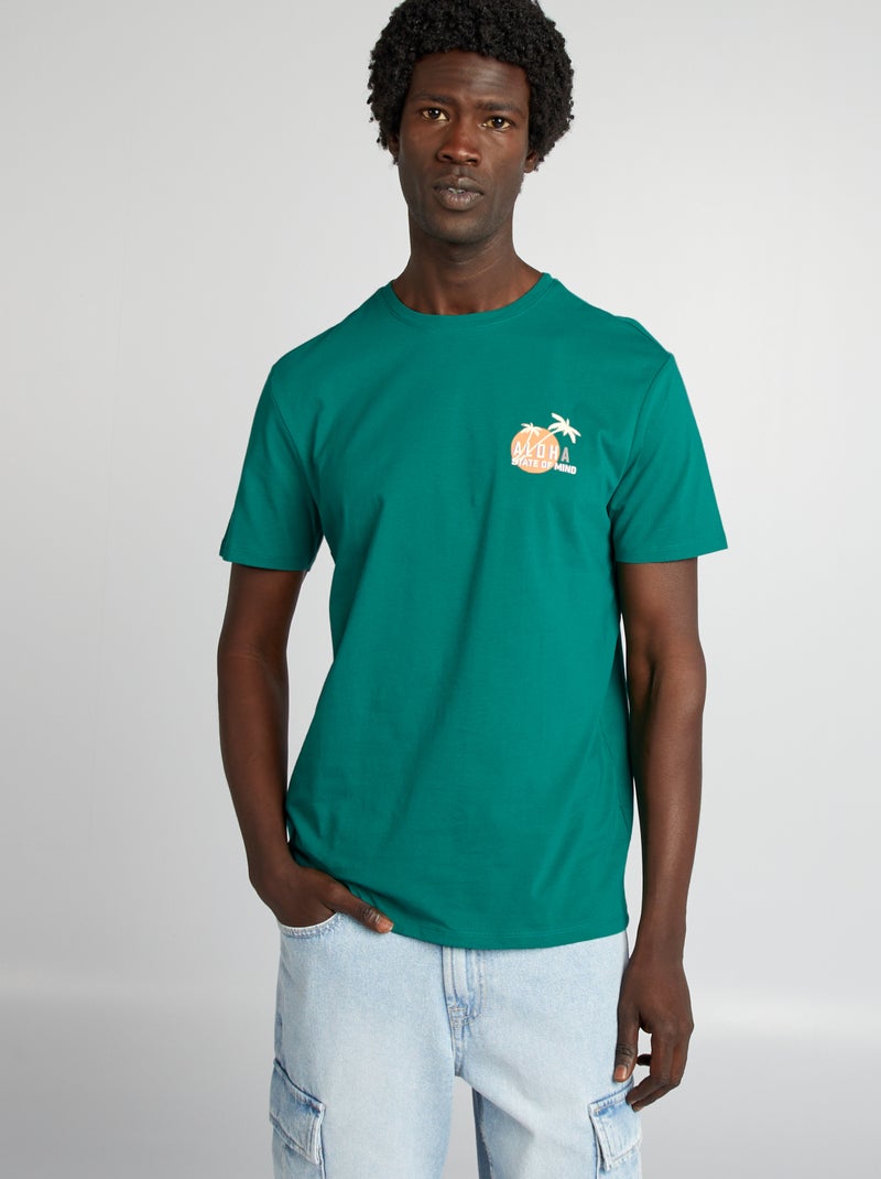 T-shirt imprimé manches courtes Vert - Kiabi