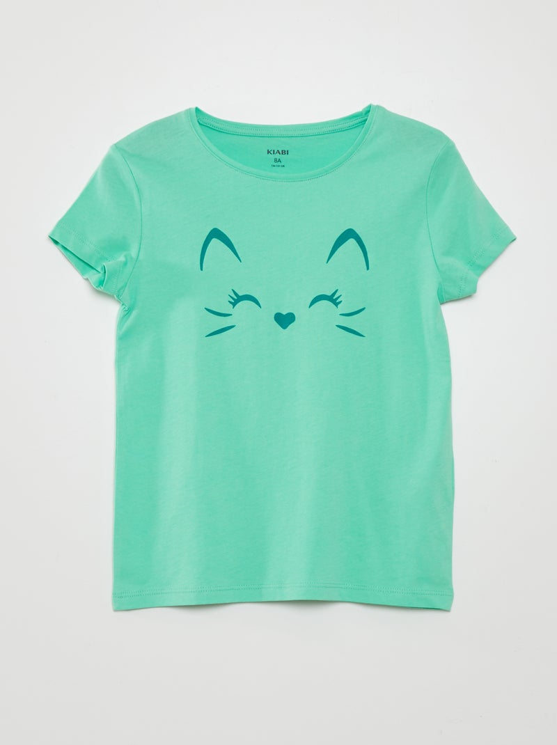 T-shirt imprimé manches courtes Vert clair - Kiabi