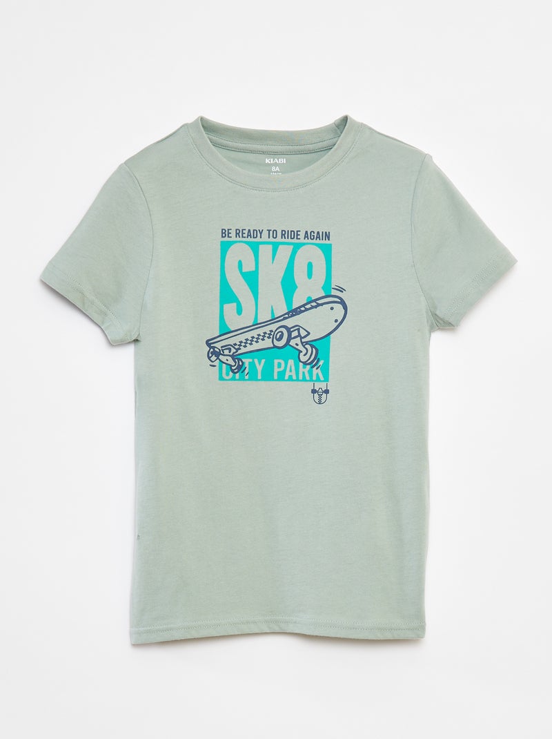 T-shirt imprimé manches courtes Vert - Kiabi