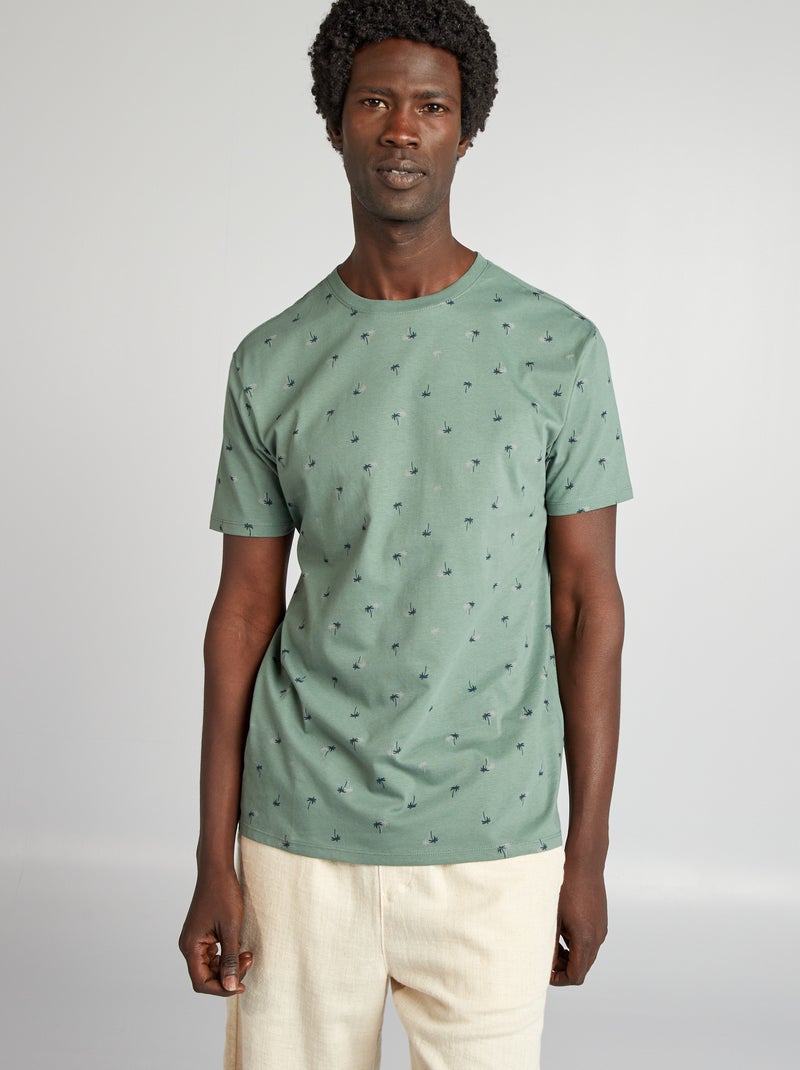 T-shirt imprimé manches courtes Vert palmiers - Kiabi