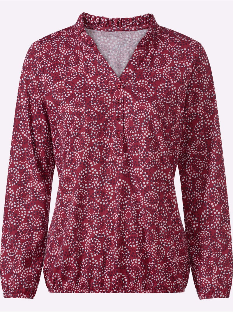 T-shirt imprimé manches et ourlet élastiqués - taille standard - witt Cerise - Kiabi