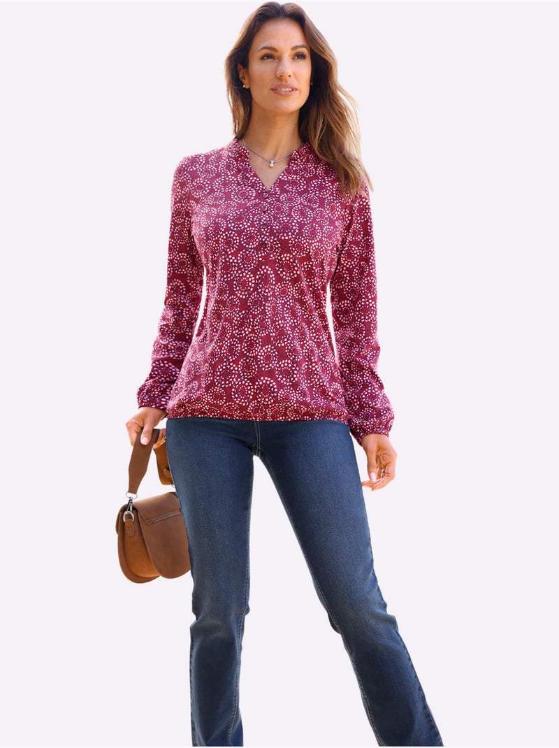 T-shirt imprimé manches et ourlet élastiqués - taille standard - witt Cerise - Kiabi