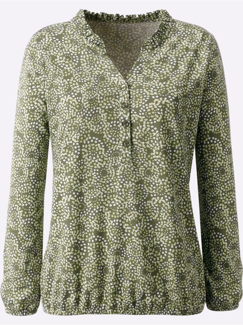 T-shirt imprimé manches et ourlet élastiqués - taille standard - witt Vert kaki - Kiabi
