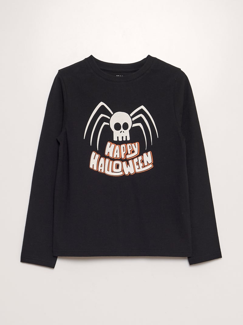 T-shirt imprimé manches longues - Halloween NOIR - Kiabi