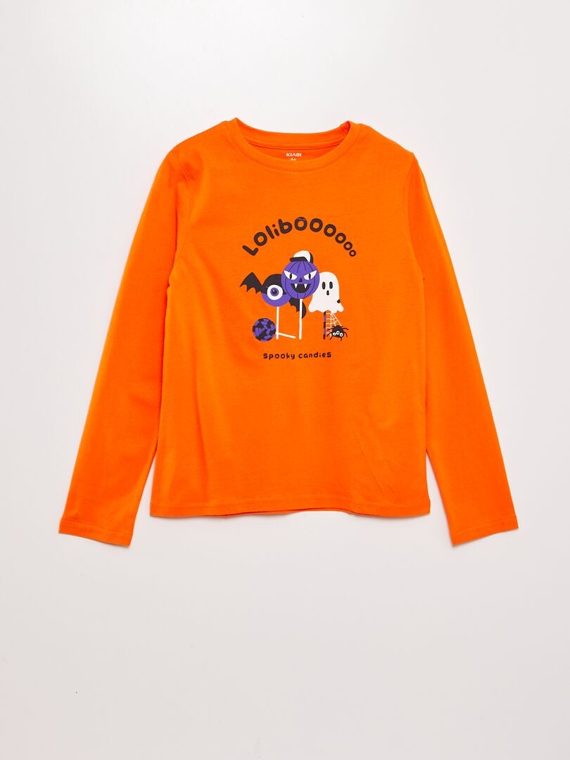 T-shirt imprimé manches longues - Halloween Orange - Kiabi