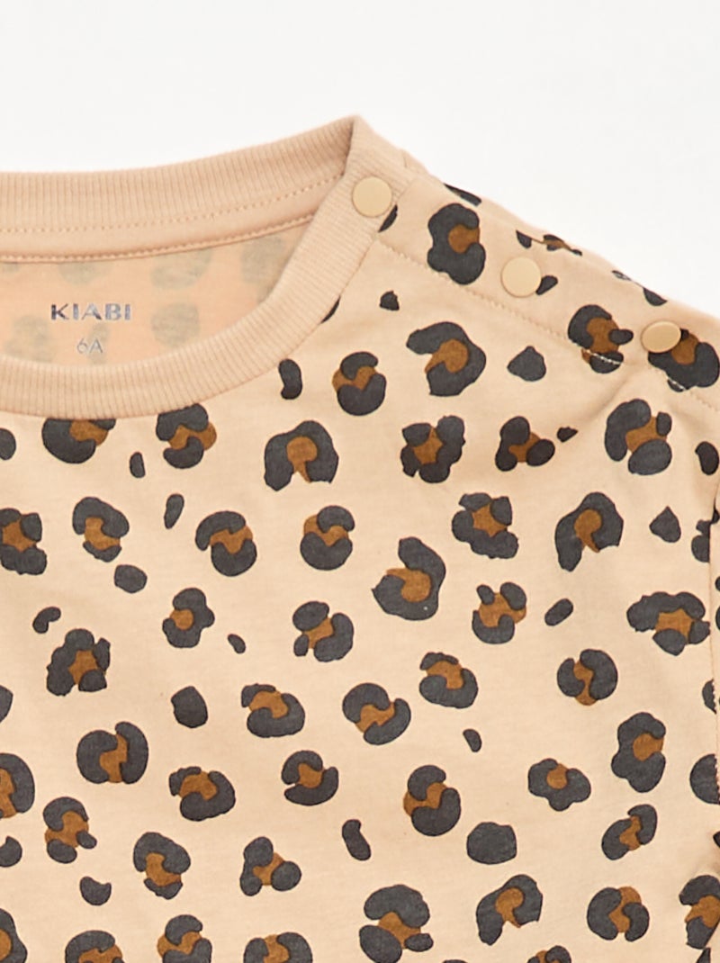 T-shirt imprimé manches longues - So Easy Beige - Kiabi