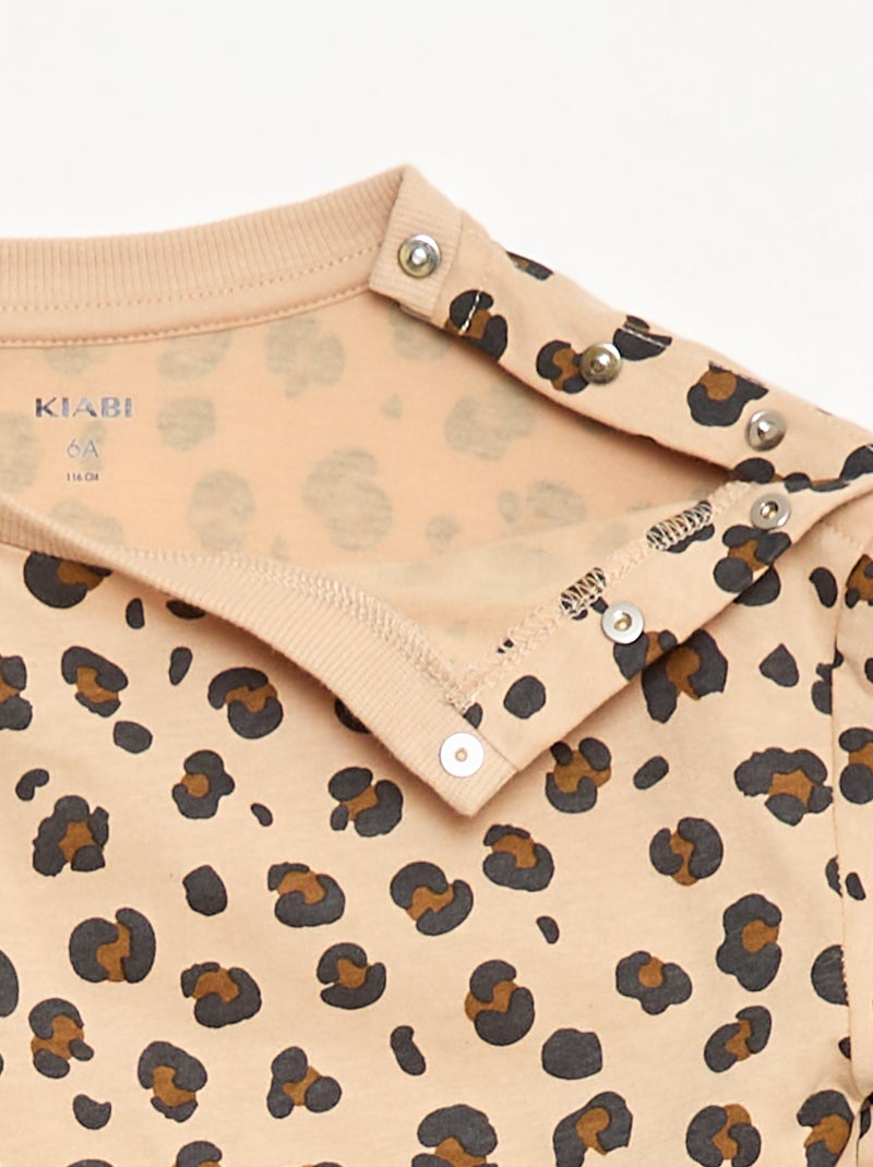 T-shirt imprimé manches longues - So Easy Beige - Kiabi