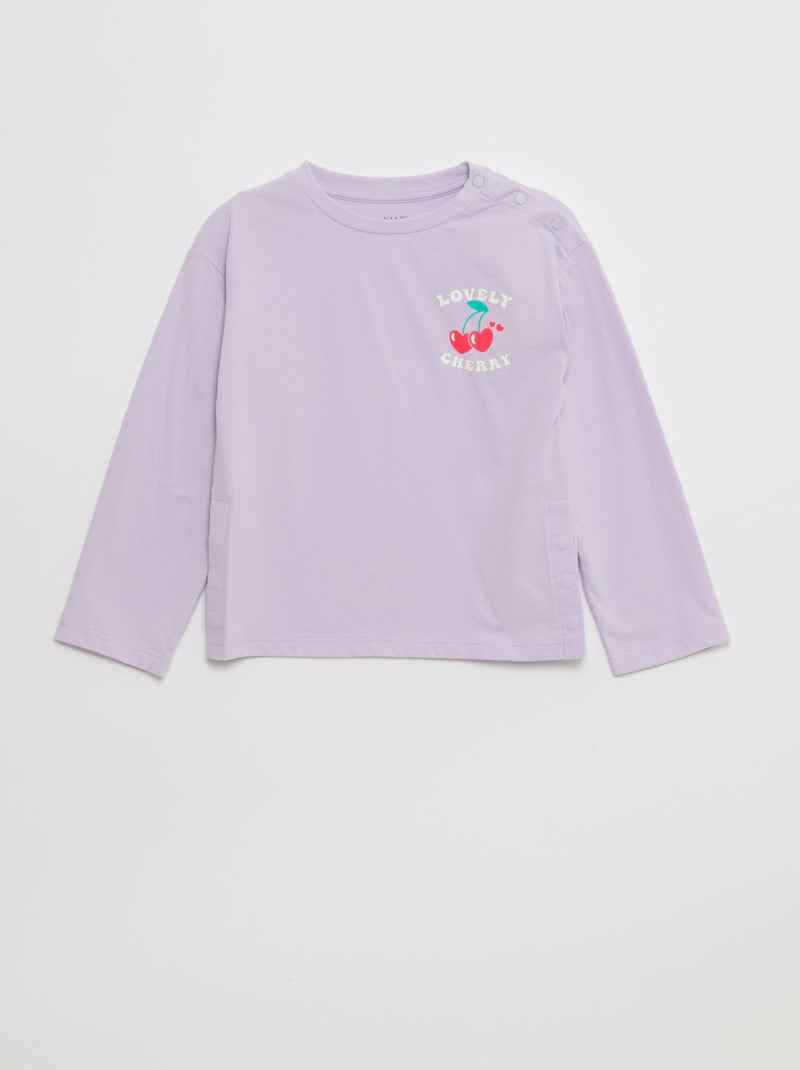 T-shirt imprimé manches longues - So Easy Violet - Kiabi