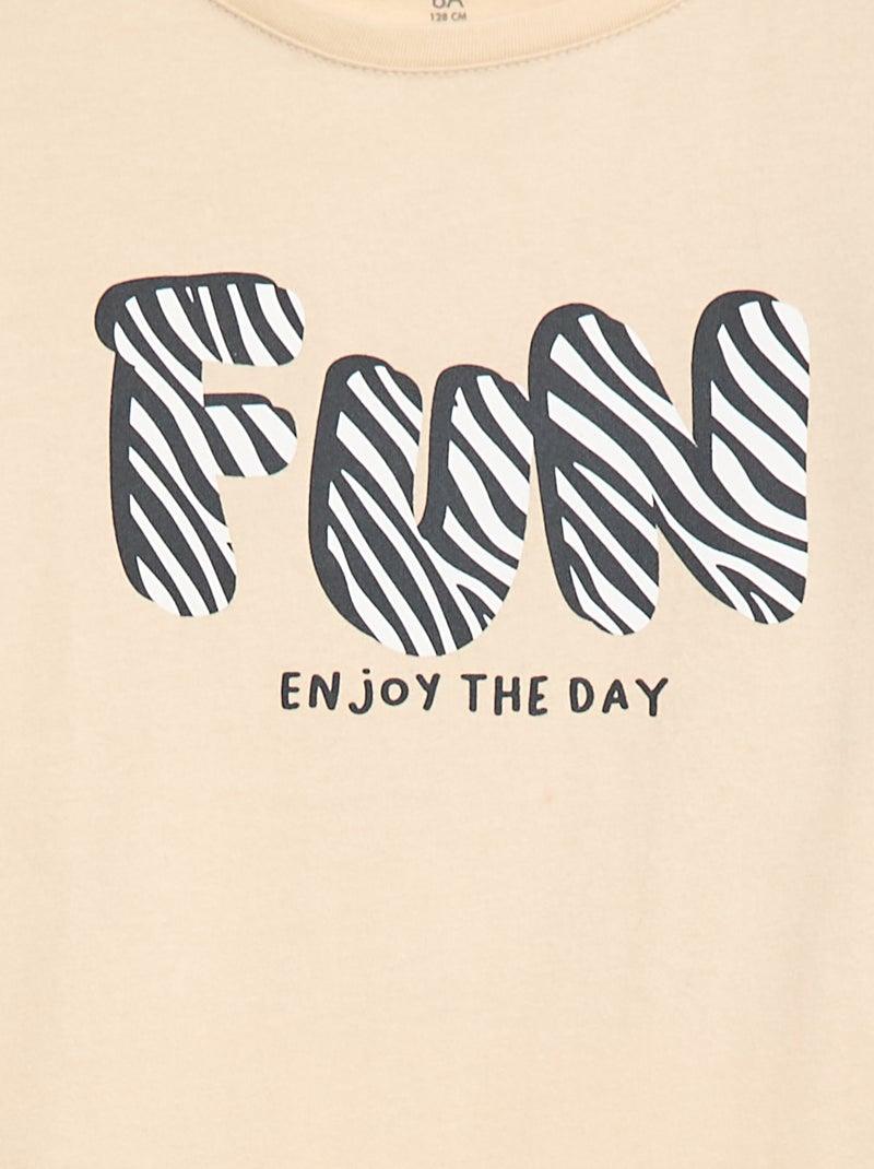 T-shirt imprimé manches longues Beige - Kiabi