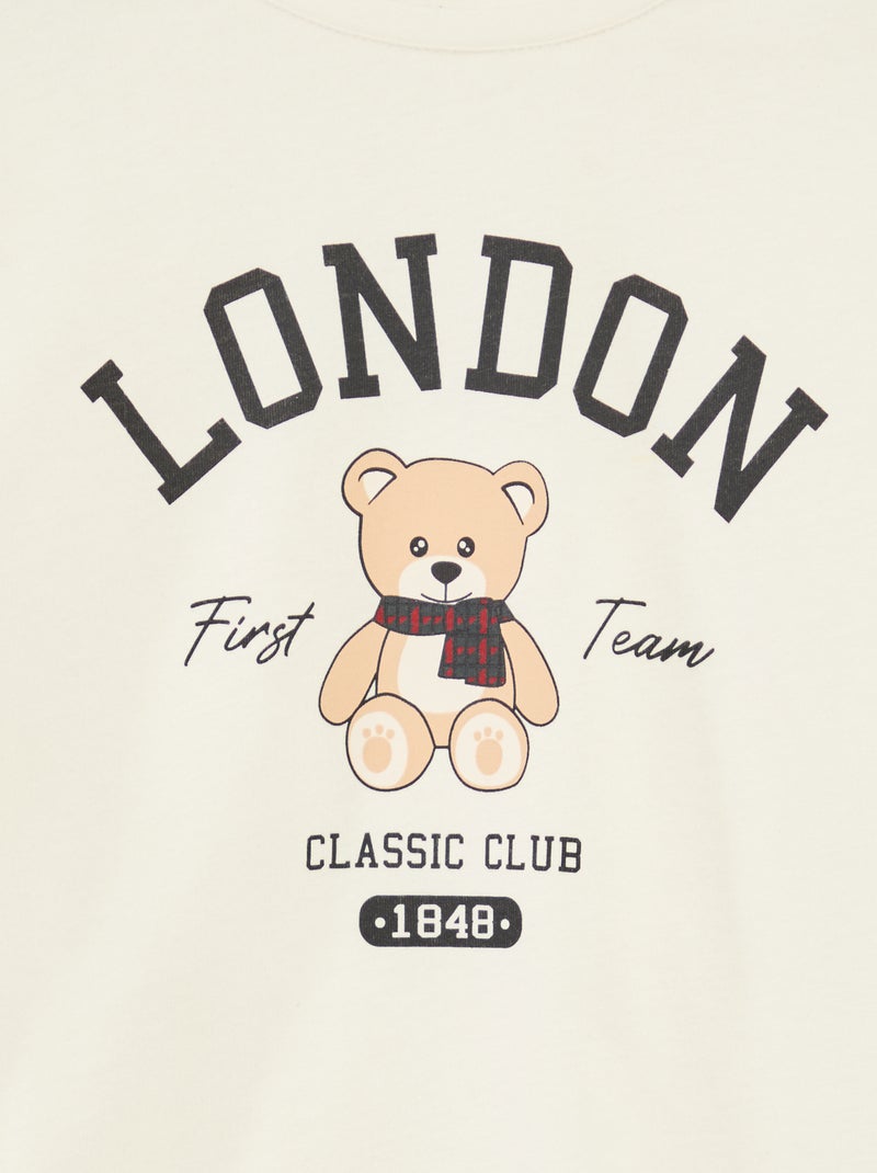 T-shirt imprimé manches longues Beige - Kiabi