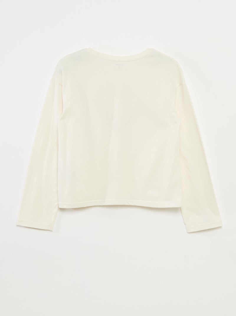 T-shirt imprimé manches longues Beige - Kiabi