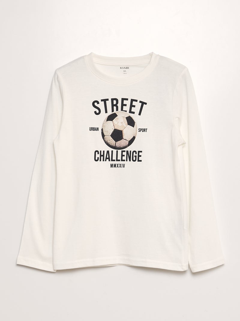 T-shirt imprimé manches longues Blanc - Kiabi