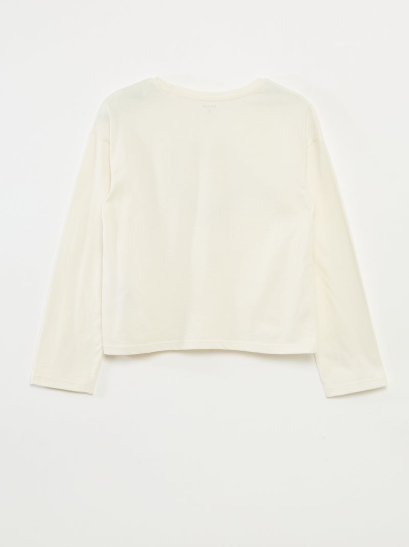 T-shirt imprimé manches longues Blanc - Kiabi