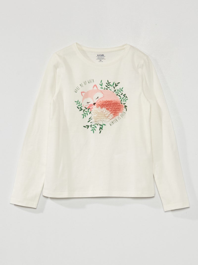 T-shirt imprimé manches longues Bleu - Kiabi