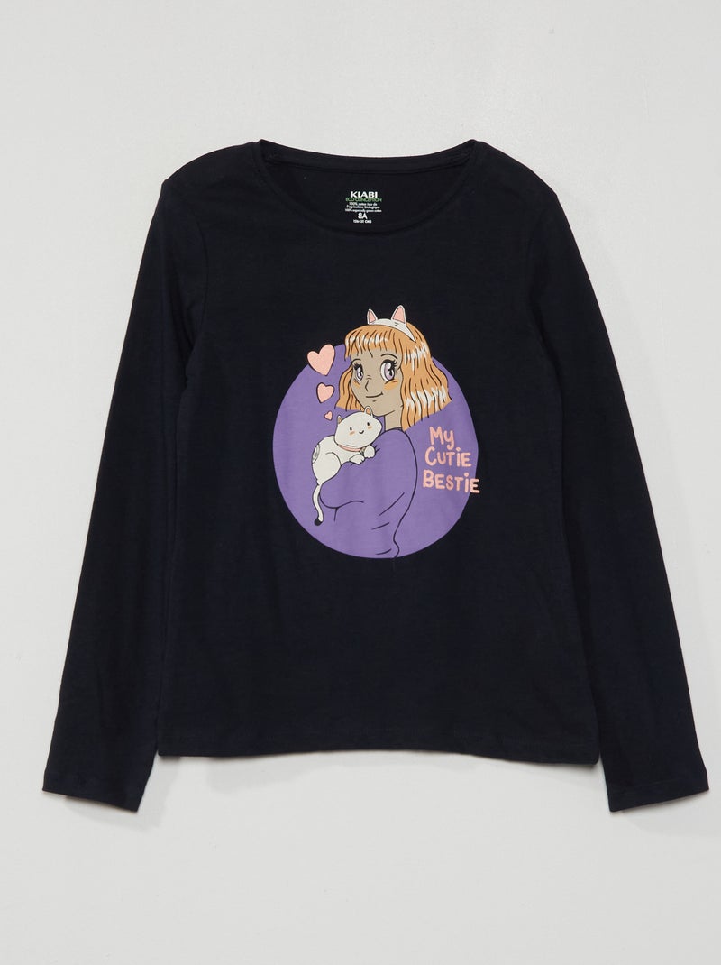 T-Shirt imprimé manches longues BLEU - Kiabi