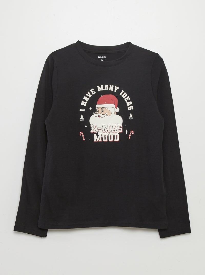T-shirt imprimé manches longues Noir - Kiabi
