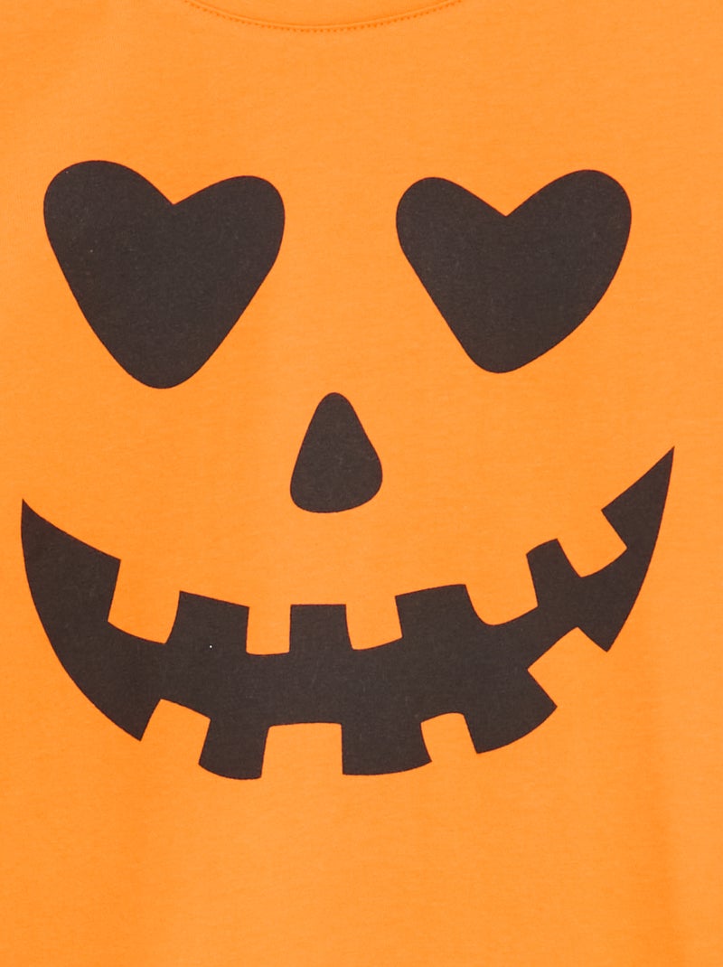 T-shirt imprimé manches longues Orange - Kiabi