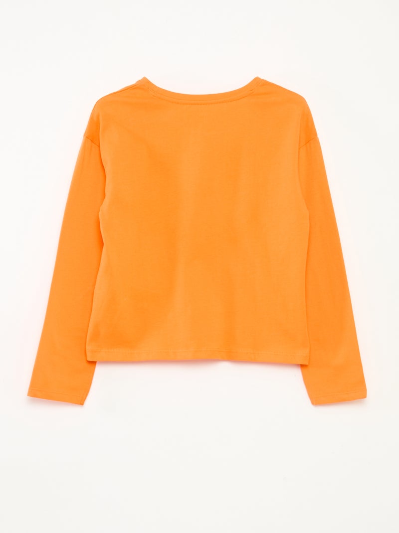 T-shirt imprimé manches longues Orange - Kiabi
