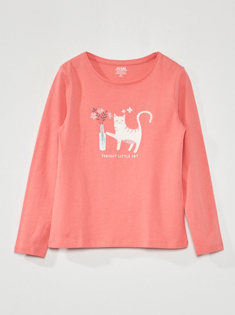 T-shirt imprimé manches longues Rose - Kiabi