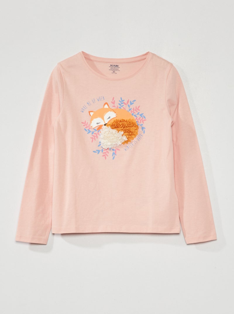 T-shirt imprimé manches longues Rose - Kiabi