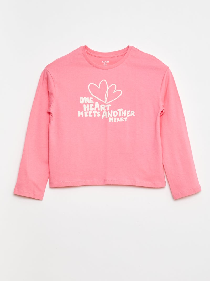 T-shirt imprimé manches longues Rose - Kiabi