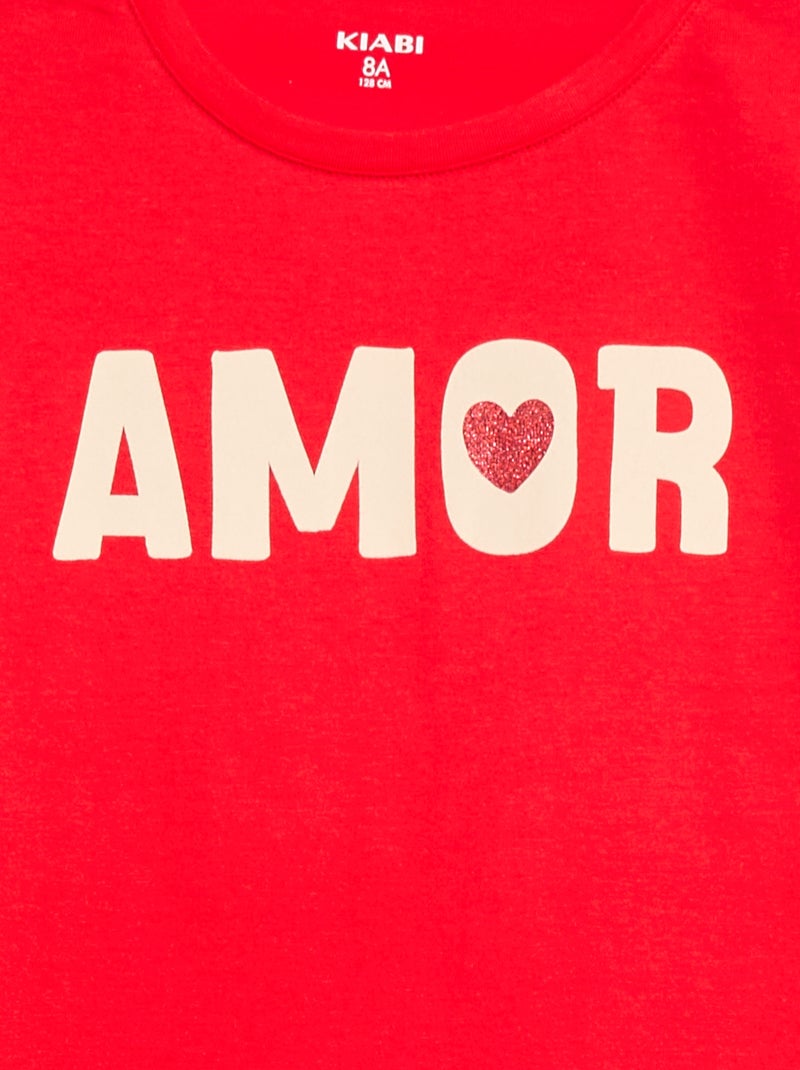 T-shirt imprimé manches longues - Rouge - Fille - 2.20