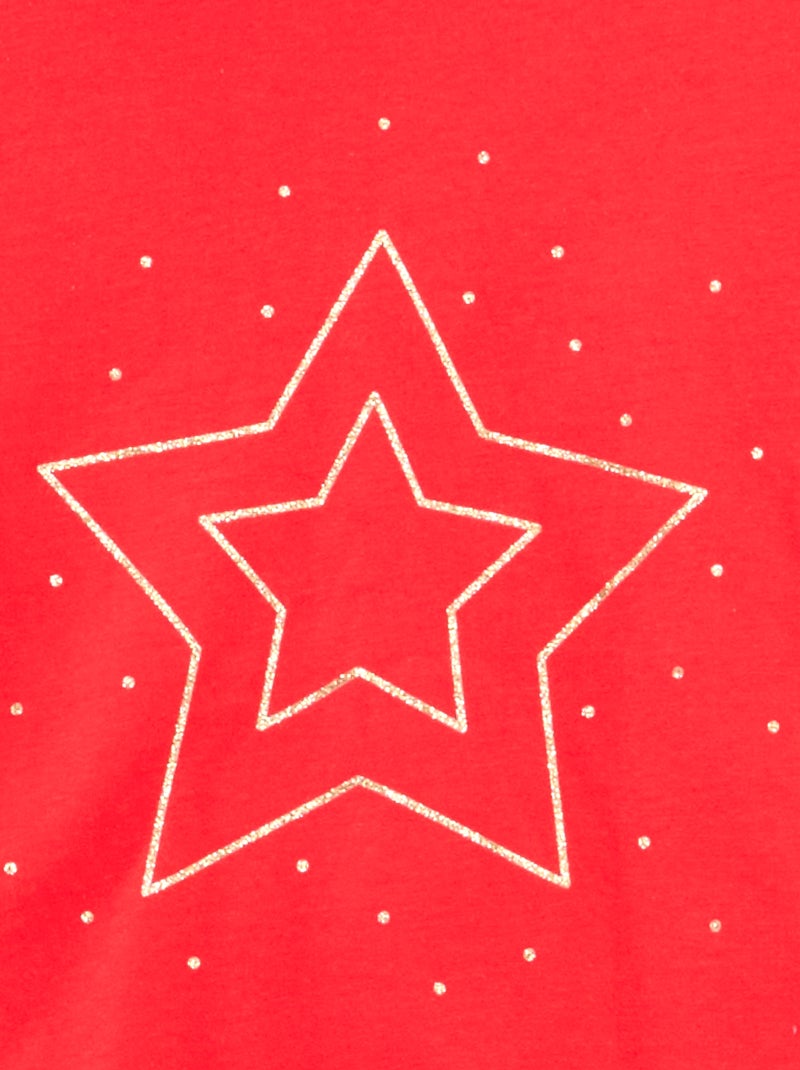 T-shirt imprimé manches longues Rouge - Kiabi