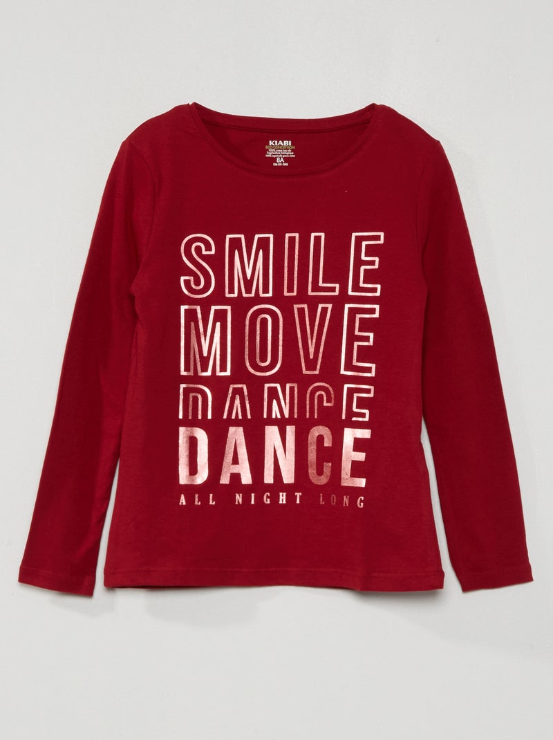 T-Shirt imprimé manches longues ROUGE - Kiabi