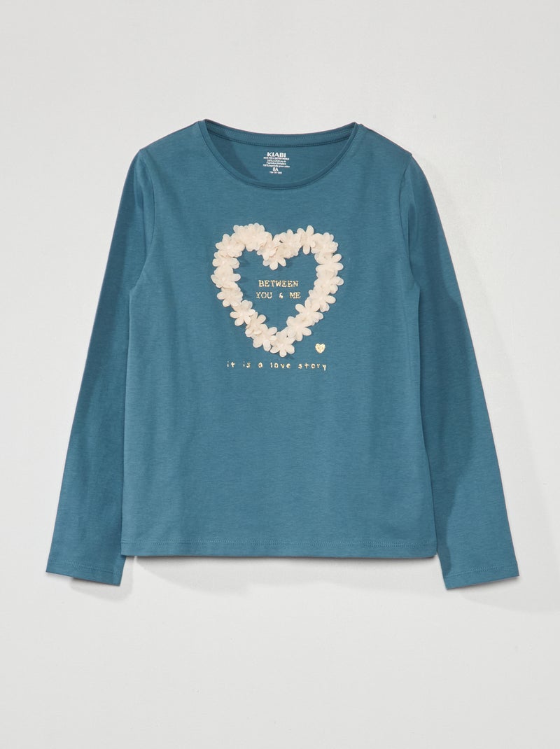 T-shirt imprimé manches longues Vert - Kiabi