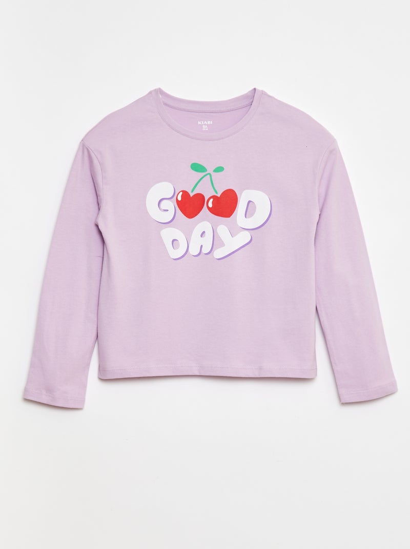 T-shirt imprimé manches longues Violet - Kiabi