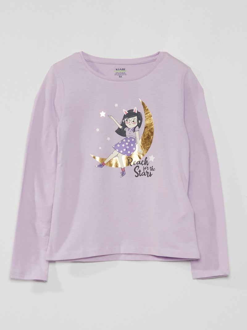 T-Shirt imprimé manches longues VIOLET - Kiabi