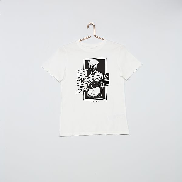 T-shirt imprimé 'Manga' Garçon adolescent - blanc Manga - Kiabi - 3,00€