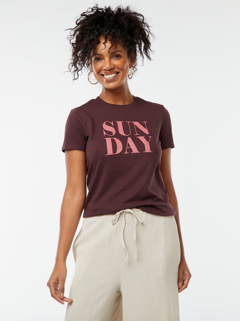 T-shirt imprimé Marron - Kiabi