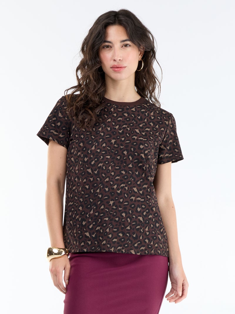T-shirt imprimé Marron - Kiabi