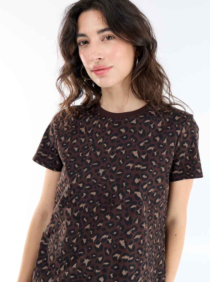T-shirt imprimé Marron - Kiabi